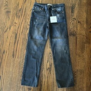 JBD. Black High Rise Distressed Dad Jean